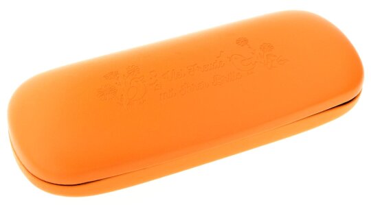 Stabiles Hartschalen - Brillenetui ELBA CASUAL im niedlichen Piepmatz-Design in Neonorange