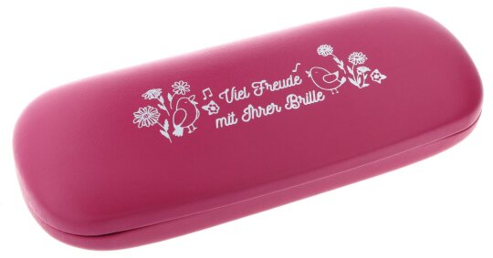 Stabiles Hartschalen - Brillenetui ELBA CASUAL im niedlichen Piepmatz-Design in Himbeere