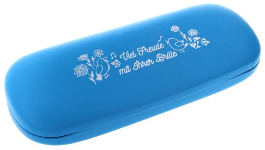 Stabiles Hartschalen - Brillenetui ELBA CASUAL im niedlichen Piepmatz-Design in Hellblau