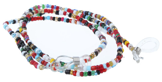 Moderne Perlen-Brillenkette mit Gummischlaufe und Stopper in Bunt