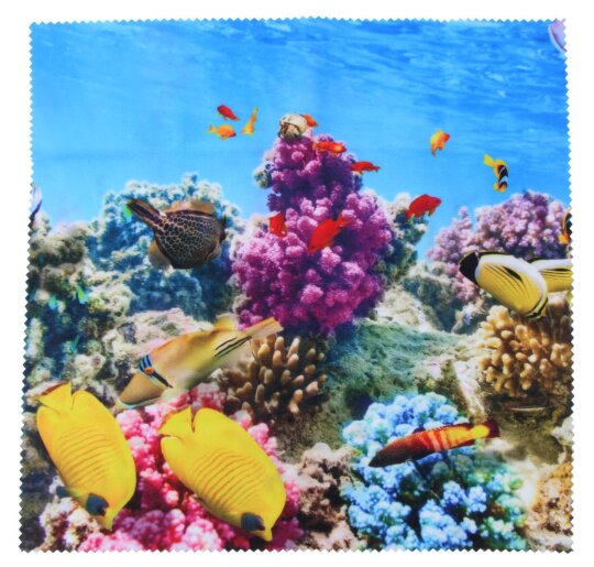 Sanftes Microfasertuch / Brillenputztuch mit faszinierendem Korallenriff-Motiv