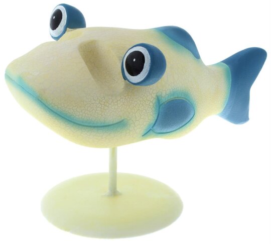 Handgefertigter Brillenhalter im niedlichen "Happy Fish" - Design in Blau