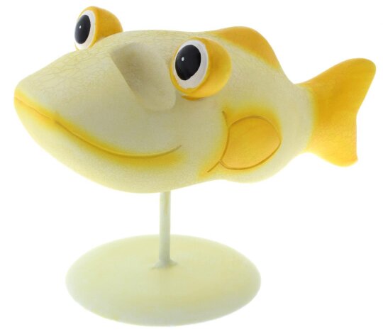 Handgefertigter Brillenhalter im niedlichen "Happy Fish" - Design Gelb