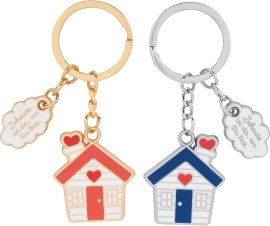GRUSS & CO Paar-Schlüsselanhänger mit Motiv "Haus" "Zuhause ist da, wo Du bist"