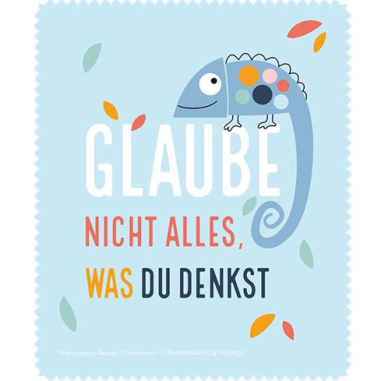 Microfasertuch / Brillenputztuch von Rannenberg & Friends "Glaube nicht an alles"