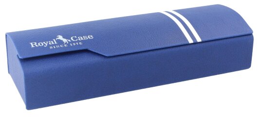 Stilvolles Hartschalenetui mit dunkelblauem Kunstlederbezug und Magnetverschluss