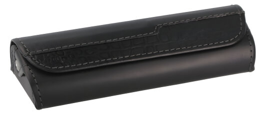 Zeitloses Brillenetui "Venus" aus echtem Leder mit Magnetverschluss in Schwarz