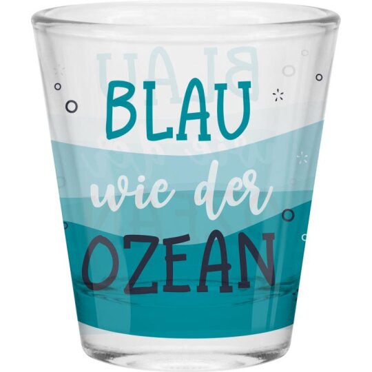 SHEEPWORLD freches Schnapsglas "Blau wie der Ozean" aus robustem Glas