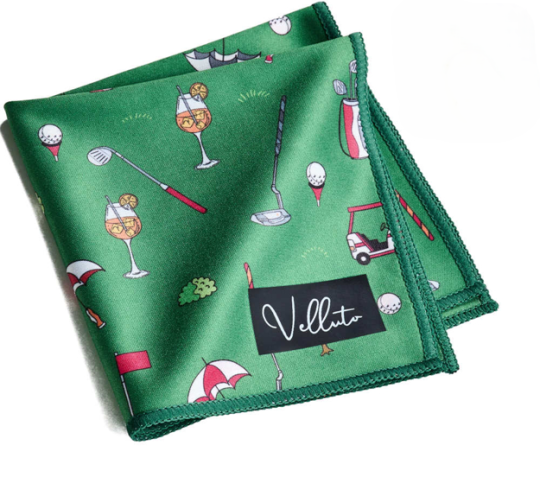 Velluto® Premium Brillen- und Einstecktuch Birdie in Grün – 25 x 25 cm, edel & vielseitig