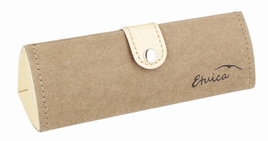 Auffälliges Hartschalen-Brillenetui mit Druckknopf in Braun