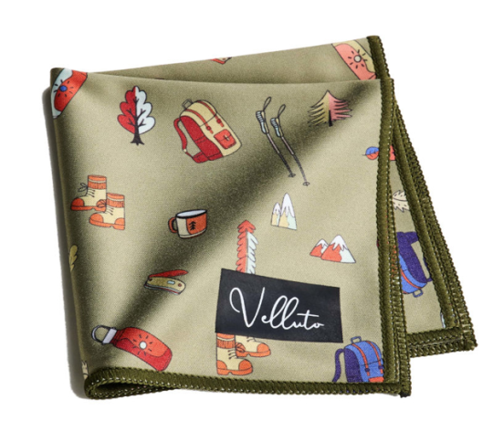 Velluto® Premium Brillen- und Einstecktuch Montagna in Olivgrün – 25 x 25 cm, edel & vielseitig