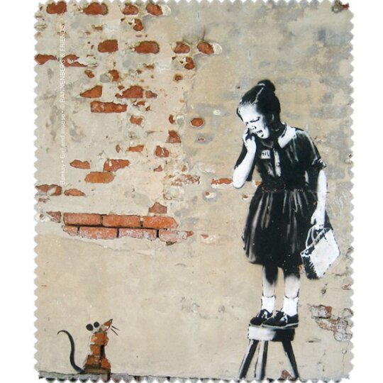 Rannenberg & Friends Brillenputztuch / Microfasertuch - "Girl and Mouse" von Banksy