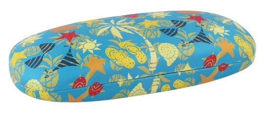 Victoria Hartschalen - Brillenetui ALOHA mit Metallscharnier und Palmen-Motiv im sommerlichen Look