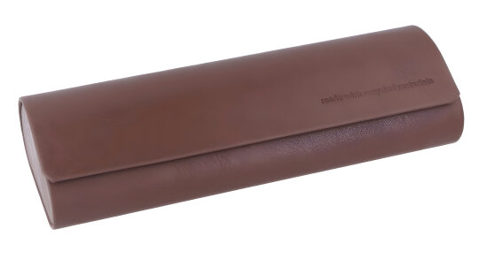 Elegantes halbhartes Brillenetui Usedom in Lederoptik mit Magnetverschluss in Braun