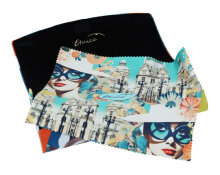 Stilvolles Brillenetui mit 70er Jahre Frau mit...