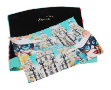 Stilvolles Brillenetui mit 70er Jahre Frau mit...