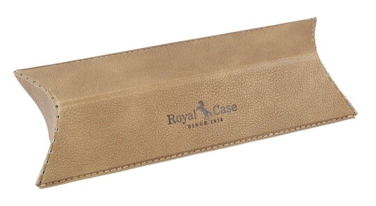 Stilvolles Brillenetui aus Kunstleder mit flexiblen seitlichen Klappen  in edlem Hellbraun