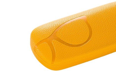 Schlichtes Hartschalen - Brillenetui BARI mit Metallscharnier in Gelb