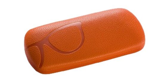 Schlichtes Hartschalen - Brillenetui BARI mit Metallscharnier in Orange