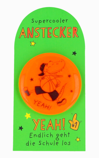 Signalstarker SHEEPWORLD Reflektor zum Anstecken in Neon-Orange mit sportlichem Krokodil-Motiv