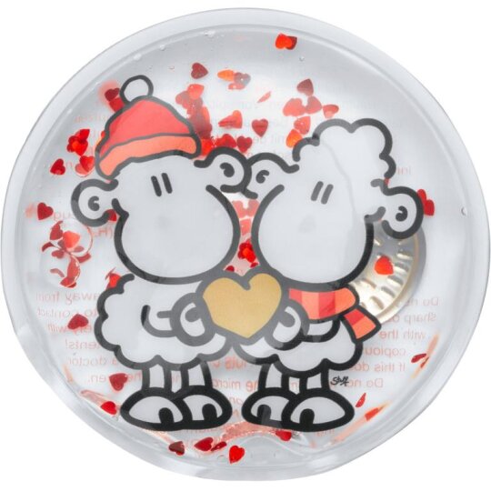 Handwärmer/Taschenwärmer "Schön, dass es Dich gibt" mit roten Herzchen Sheepword 51192