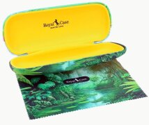 Kinder - Hartschalen-Etui mit lustiger Sauriertruppe und Microfasertuch