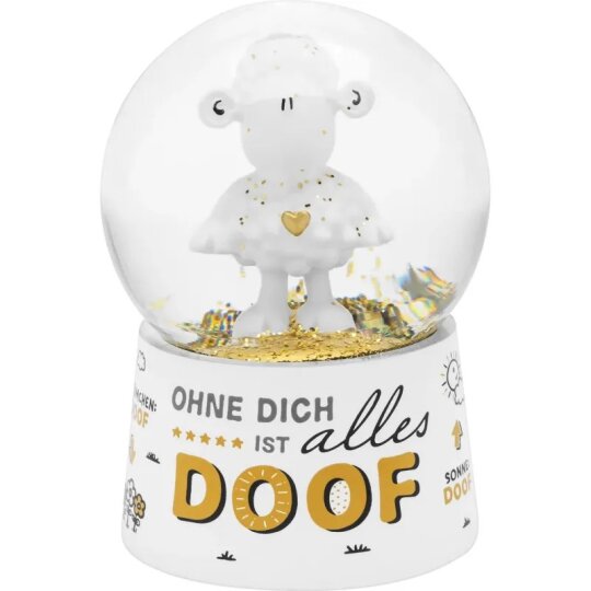 Traumkugel „Ohne Dich ist alles doof“ mit funkelndem Goldglitter – Sheepworld