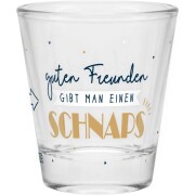 Robustes Sheepworld Schnapsglas mit lustigem Spruch "Guten Freunden gibt man einen Schnaps"