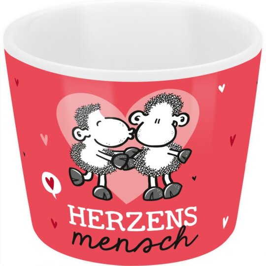 Sheepworld Eierbecher aus Porzellan mit liebevollem Gruß "Herzens-Mensch"