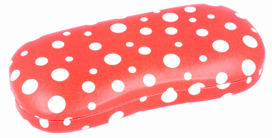 Hübsches Hartschalenetui "Polka-Dots" mit Metallscharnier in Rot