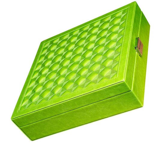 Hübsche Aufbewahrungsbox SWEETHEART mit praktischen Fächern aus grünem Kunstleder