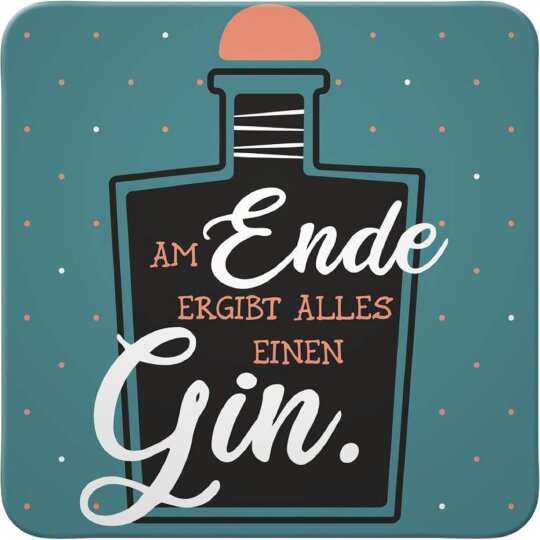 Sheepworld Untersetzer „Gin – Am Ende“ aus Kork – Stilvoller Glasuntersetzer mit Statement