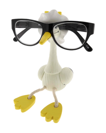 Kreativer Brillenhalter im Storchen-Design in Gelb - Witzige Geschenkidee für Brillenträger
