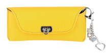 Stilvolles Brillenetui aus hochwertigem Leder in Gelb mit...