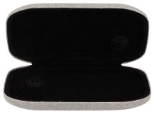 Schlankes Sonnenclip-Metalletui Tilos Cosy mit Stoffbezug in modernem Hellgrau