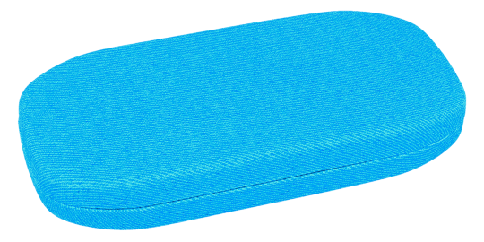 Schlankes Sonnenclip-Metalletui Tilos Cosy mit Stoffbezug in kräftigem Himmelblau