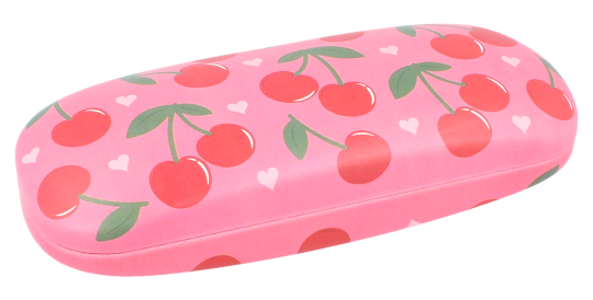 Brillenetui Hartschale Kirsche – Süßes Metall-Case in Rosa