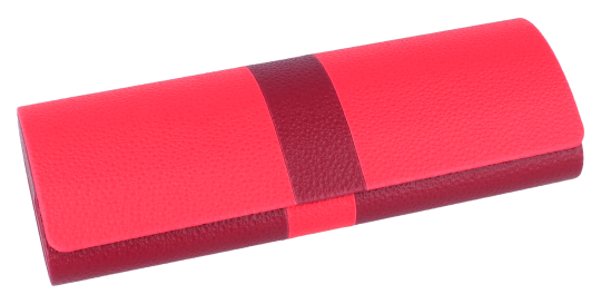 Zweifarbiges Brillenetui "Kelly" in Rot-Bordeaux mit Kunstlederbezug und Magnetverschluss