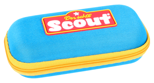 Halbfestes Brillenetui mit Reissverschluss und Scout-Logo in Petrol
