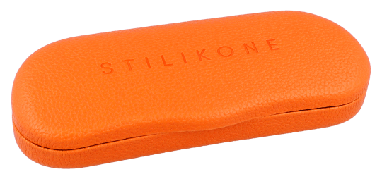 Elegantes Brillenetui La Palma Orange mit Prägung "Stil-Ikone"