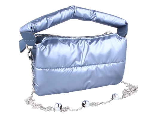 Modisches wattiertes Softcase mit Metallkette - Etui-Tasche in Blau