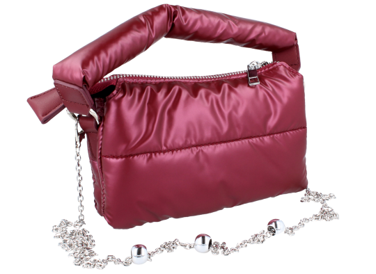 Modisches wattiertes Softcase mit Metallkette - Etui-Tasche in Bordeauxrot