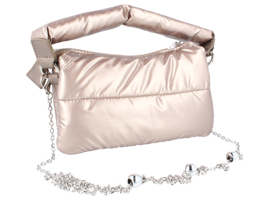 Modisches wattiertes Softcase mit Metallkette - Etui-Tasche in Gold