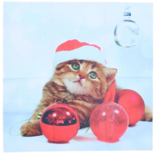 niedliches Microfasertuch mit Motiv - "Weihnachtskatze" von Duggert