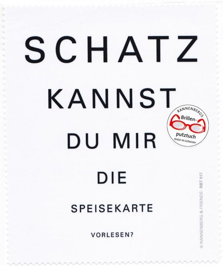 Brillenputztuch von Rannenberg & Friends "Schatz kannst du mir die Speisekarte vorlesen?"