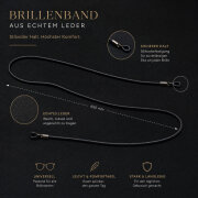 Funktionales Leder-Brillenband mit Gummiösen Schwarz