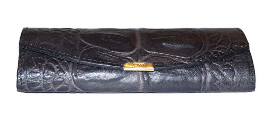 edles Etui mit Druckknopf in braun-schwarz - echtes Leder