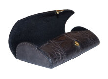 edles Etui mit Druckknopf in braun-schwarz - echtes Leder
