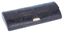 edles Etui mit Druckknopf in braun-schwarz - echtes Leder