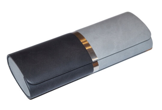 Schönes Brillenetui ARIANE in Lederoptik in Schwarz - Grau